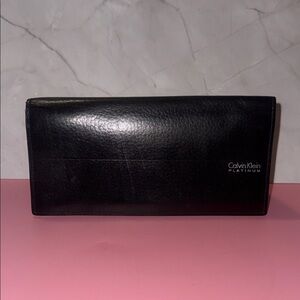 Calvin Klein Black Leather Long Billfold Wallet